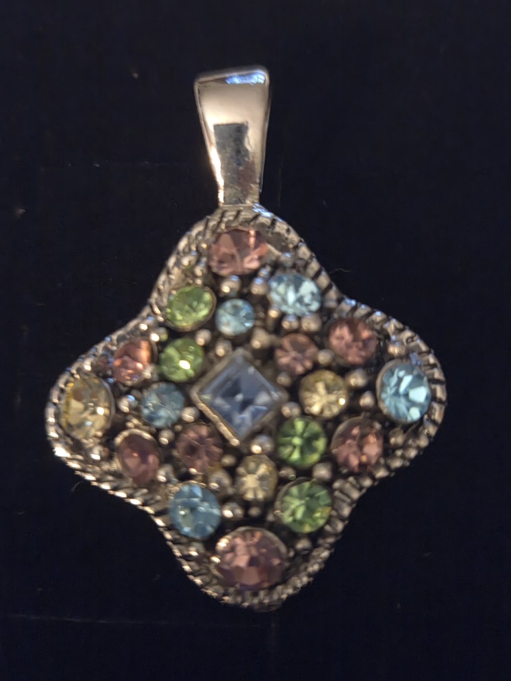 Lia Sophia Pastel Multicolor Crystal Pendant Necklace